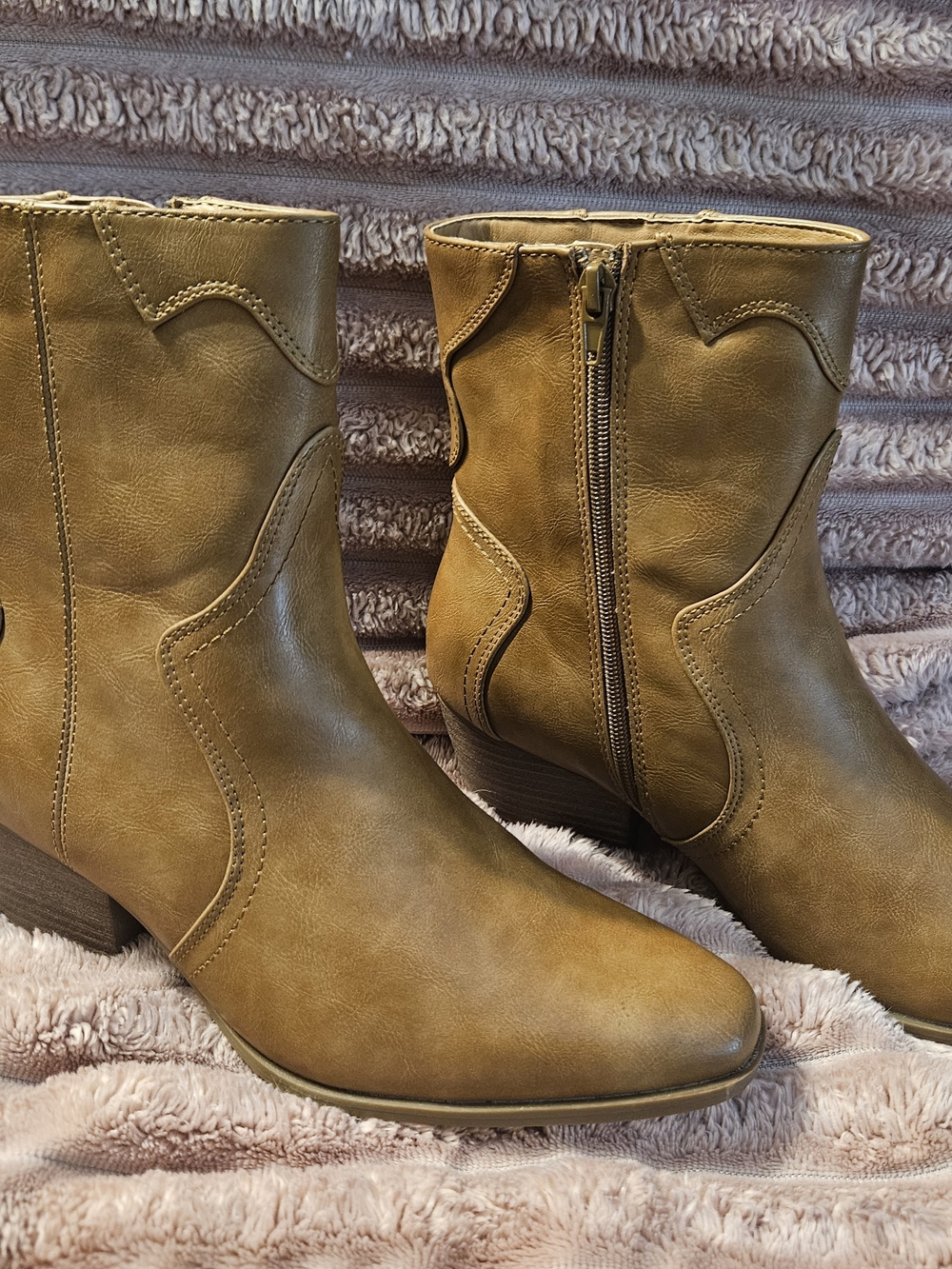belk Tan Faux-Leather Western Ankle Booties